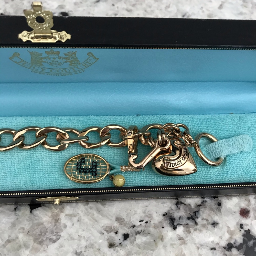 NEW Vintage Juicy Couture Gold Tennis Charm Bracelet